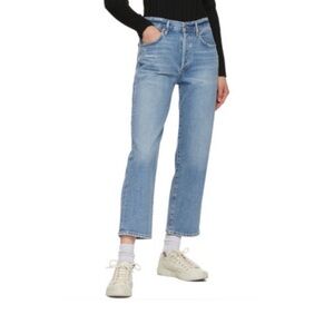 Citizens of Humanity Emery Crop Relaxed Straight Light Wash Denim Jeans size 27